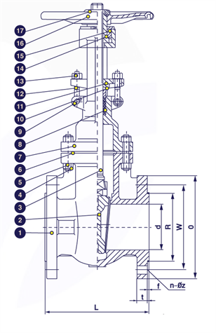 Gambar potongan gate valve flensa ANSI 150 cast iron