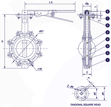 Gambar potongan butterfly valve lug